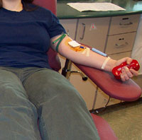 me donating blood