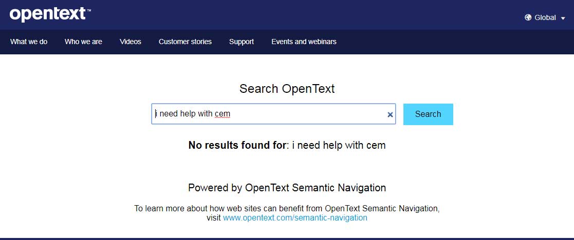 screen shot of the no search results default page redesigned