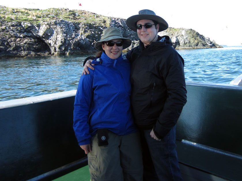 Wes and Rachele on a boat