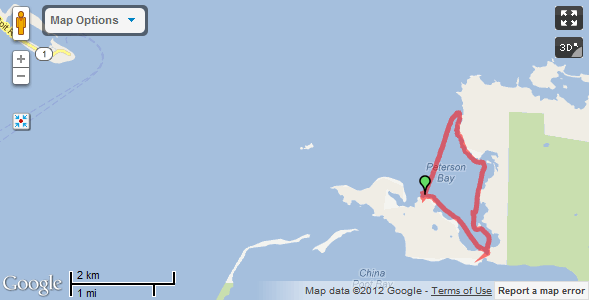 screen shot of Google maps kayak route
