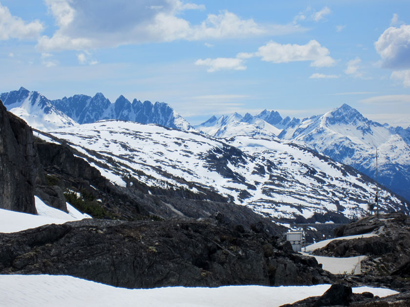 craggy mountains and snow cover