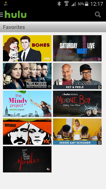 screenshot of Favorite shows on Android