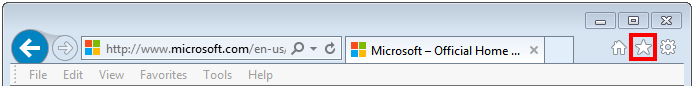 screen shot of IE menu bar with star icon highlighted