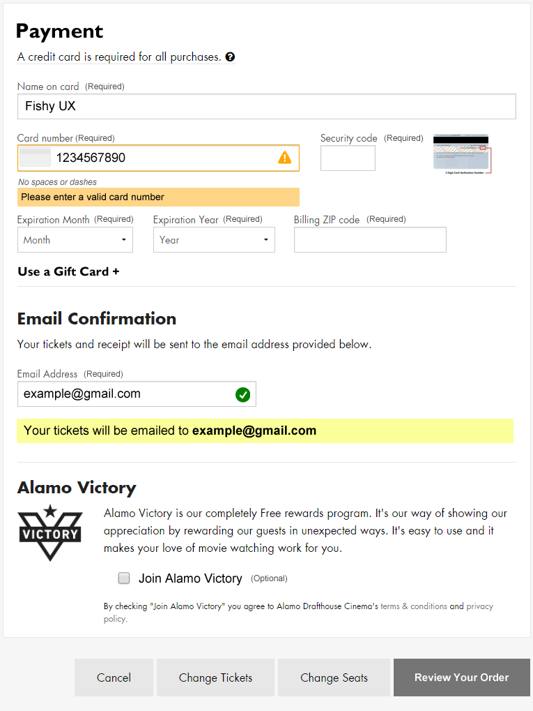 Screenshot of recommended form updates